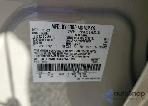 2024 Ford Maverick Xlt из США, поврежденный, VIN 3FTTW8H35RRA48387